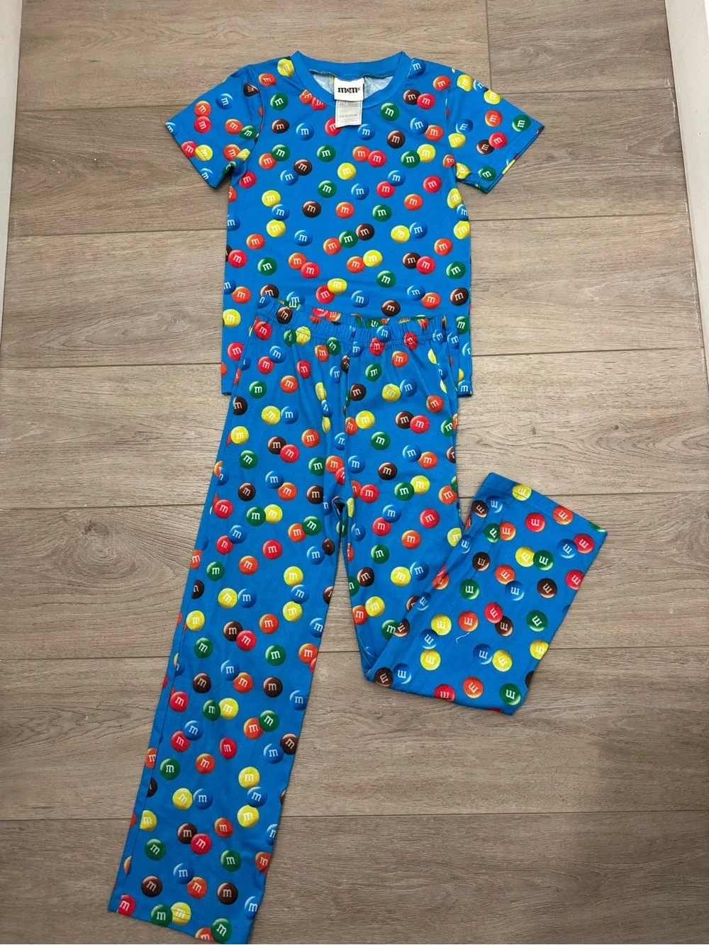 M&M'S Blue Kids' Short Sleeve Pajama Set with Multicolor Candy Print